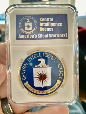 Central Intelligence Agency CIA Challenge Coins In Display Case Set Of 2