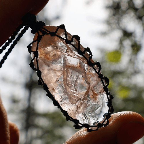 Handmade Natural Amethyst Quartz Micro Macrame Minimalist Gemstone Boho Necklace - Picture 4 of 8