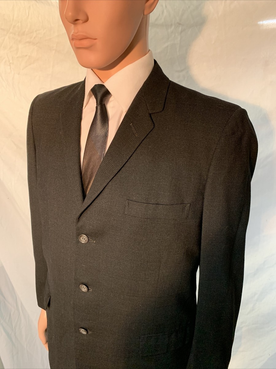 Vintage 1950s Curlee Clothes Black 3 Button Wool Sport Coat Vintage 1950s Curlee Clothes Black 3 Button Wool Sport Coat