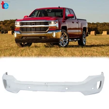 Steel W/ Holes Front Bumper Face Bar For Chevrolet Silverado 1500 16-2018 Chrome