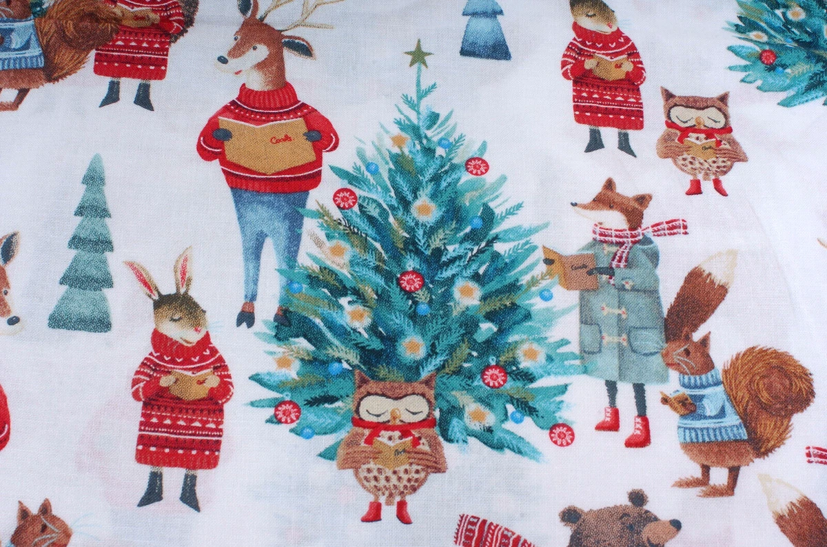 Woodland Critters Christmas Fabric 4 Yard Piece Hobby Lobby Fox