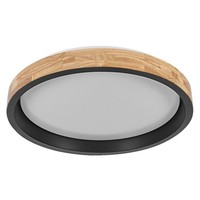 Led Deckenleuchte Holz Schwarz Osram 3000K Click-Dim Rund Ø51Cm Deckenlampe Flur