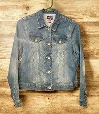 Childrens Place Jean Jacket Girls Size XXL 16 Stretch Blue Denim W/ Fading