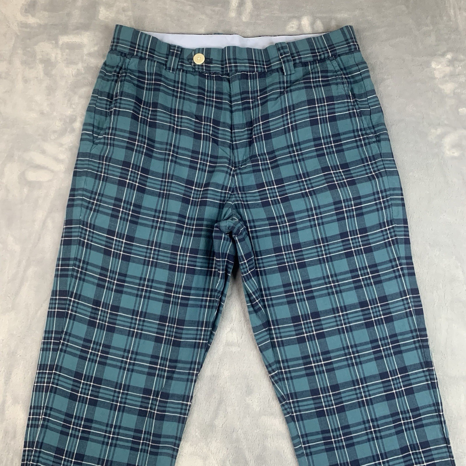 Brooks Brothers Pants Mens 30x32 Green Blue Plaid Milano Chinos thumbnail 2