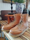 Vintage 70s 80s Lace Up Tan Work Boots White Stitch/Stitching Sears? Sz.6 Men — photo 3