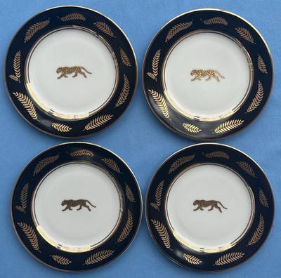 Set of FOUR Lynn Chase Jaguar Gold Bread Plates