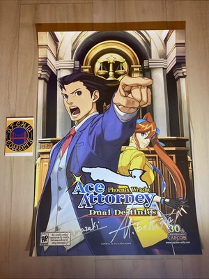 Capcom Phoenix Wright Ace Attorney Dual Destinies Poster Signed Autograph 30th