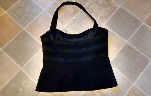 Next ~ Black 'Tailored By Next' Beaded Boned Halter Neck Top ~ Size 14 - Picture 7 of 10