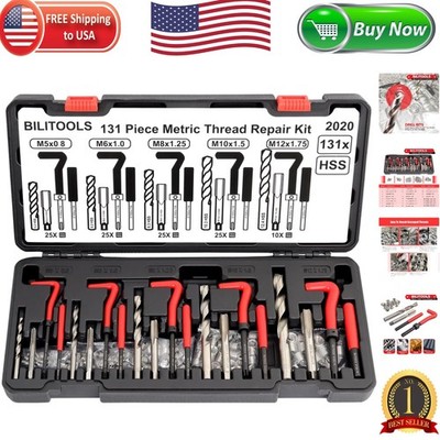 Professional Helicoil Thread Repair Kit - 131 Pieces for M5 to M12 Applications
