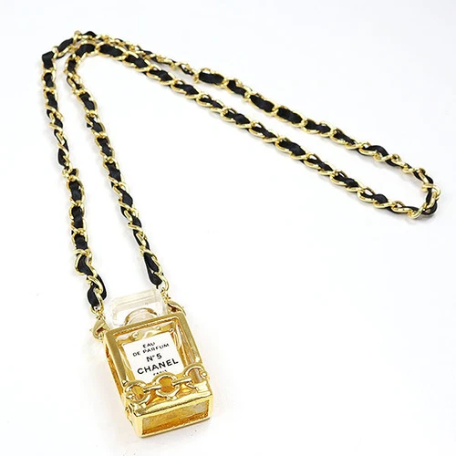 Collana bottiglia profumo CHANEL n.5 oro nero