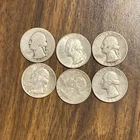Washington Quarters Lot of 6 Circulated 1942-1965 25C Silver & Copper-Nickel