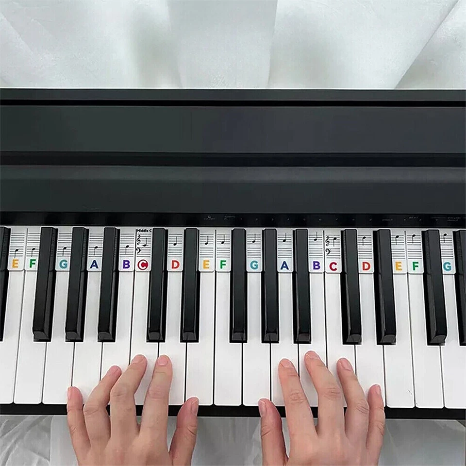 Piano Stickers for 61/88 Key Keyboards Note Labels Universal Colorful Removable - image 3 of 4