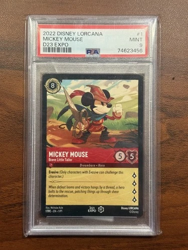 2022 DISNEY LORCANA PROMO D23 EXPO #1 MICKEY MOUSE - BRAVE LITTLE TAILOR PSA 9
