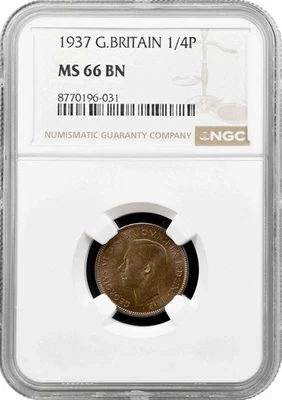 Großbritannien 1 Farthing 1937, NGC MS66 BN, "König George VI. (1937 - 1952)" - Bild 1 von 2