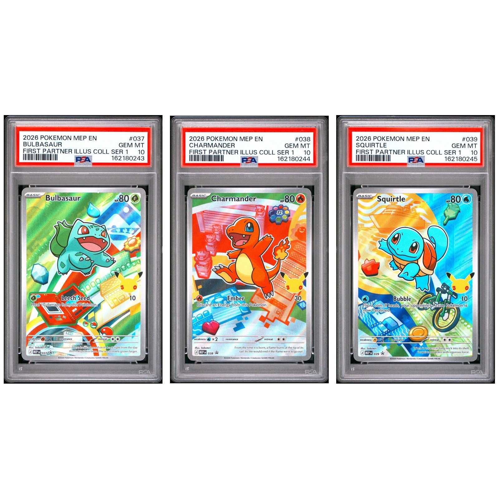 PSA 10 SEQUENTIAL Pokemon First Partner Illustration Collection Series 1 Kanto