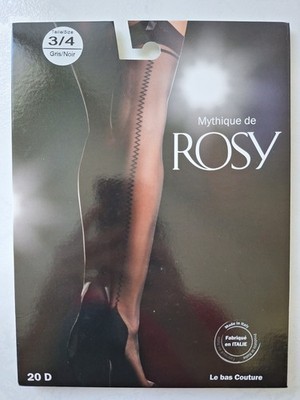 ROSY STRÜMPFE NÄHE STRUMPFHALTER 20 DEN GRÖSSE 3/4 MODELL MYTHISCH GRAU/SCHWARZ