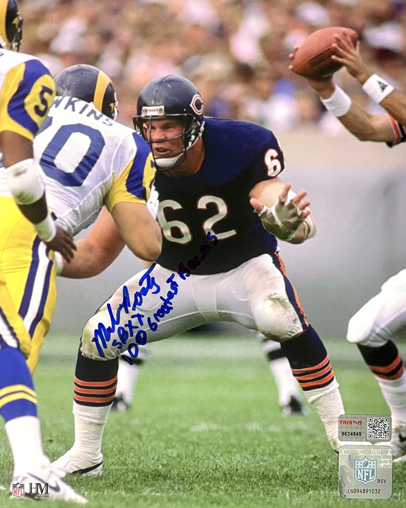 Mark Bortz Signed Chicago Bears 8x10 Photo SB XX, 100 Greatest Bears TRISTAR