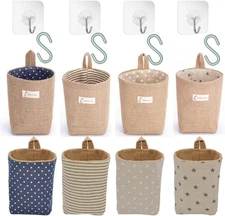 4-Pack Hanging Basket for Door, Small Jute Wall Storage, Boho Camper Decor for K