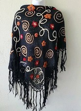 Danielle Meucci Triangular Scarf Mohair Acrylic Knitted Embroidered Italy 1980s