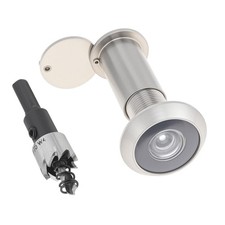 HOJLKLD Solid Brass 200&deg; Door Viewer Peephole w/ 16mm Drill Bit - Brushed Nickel