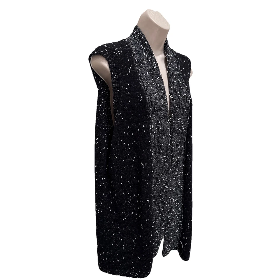 Liz Claiborne Black White Tweed Sleeveless Open Knit Sweater Vest Plus Size 1X - Image 3 of 4