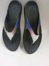 Oofos "Oolala" Luxe Blue/Ombre Recovery Thong Sandals Women's 10