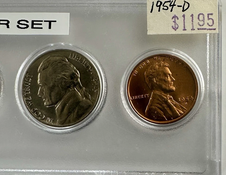 1954-D Mint 5-Coin Year Set – AU/BU – Toned Nickel – 90% Silver – Whitman Case - Image 3 of 4