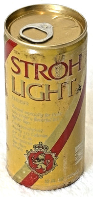 1970 s Stroh s Light Brew-Fire -Brewed Beer  -Detroit-12 oz-Steel Beer Can