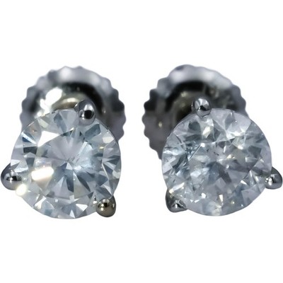 14 Karat Weißgold runde Diamant Martini-Fassung Schraubverschluss Ohrstecker 2,01 kt