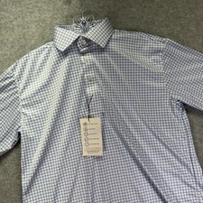 Collars  Co Dress Collar Polo Shirt Mens Small Blue Check Performance Stretch