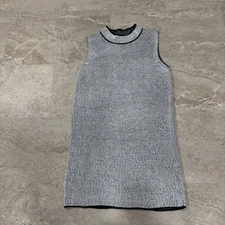 Emery Rose XL Black/White Knit Sleeveless Mock Neck Mini Shift Dress New Look