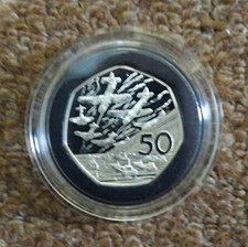 1994 D-Day Commemorative 50p Silver Proof Coin 0.925 w/ Box & Certificate