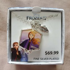 Disney's Frozen Silvertone Pendants Necklace 18" Fine Silver