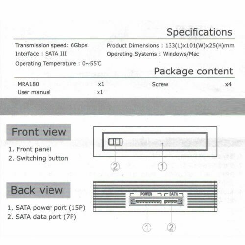 TOOLFREE 2,5" Baie de disquettes interne SATA III Rack mobile sans plateau pour disque dur SSD - Photo 8/11