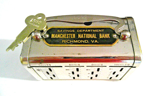 BANKERS SERVICE CORP. $5 GOLD SLOT MANCHESTER NAT. BANK RICHMOND, VA. 1 KEY RARE