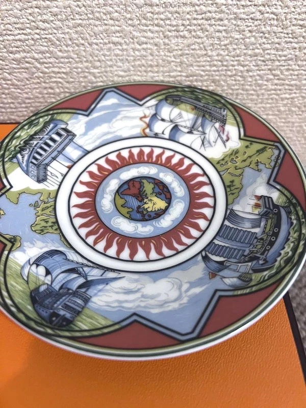 Hermes Taza de Café Platillo Patchwork Vajilla Juego de 2 Adornos de Café Auténtico Nuevo Sin Usar Foto 4 de 4