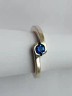 Vintage silver 925 asymmetric stylish blue sapphire/glass ring maker's mark  P
