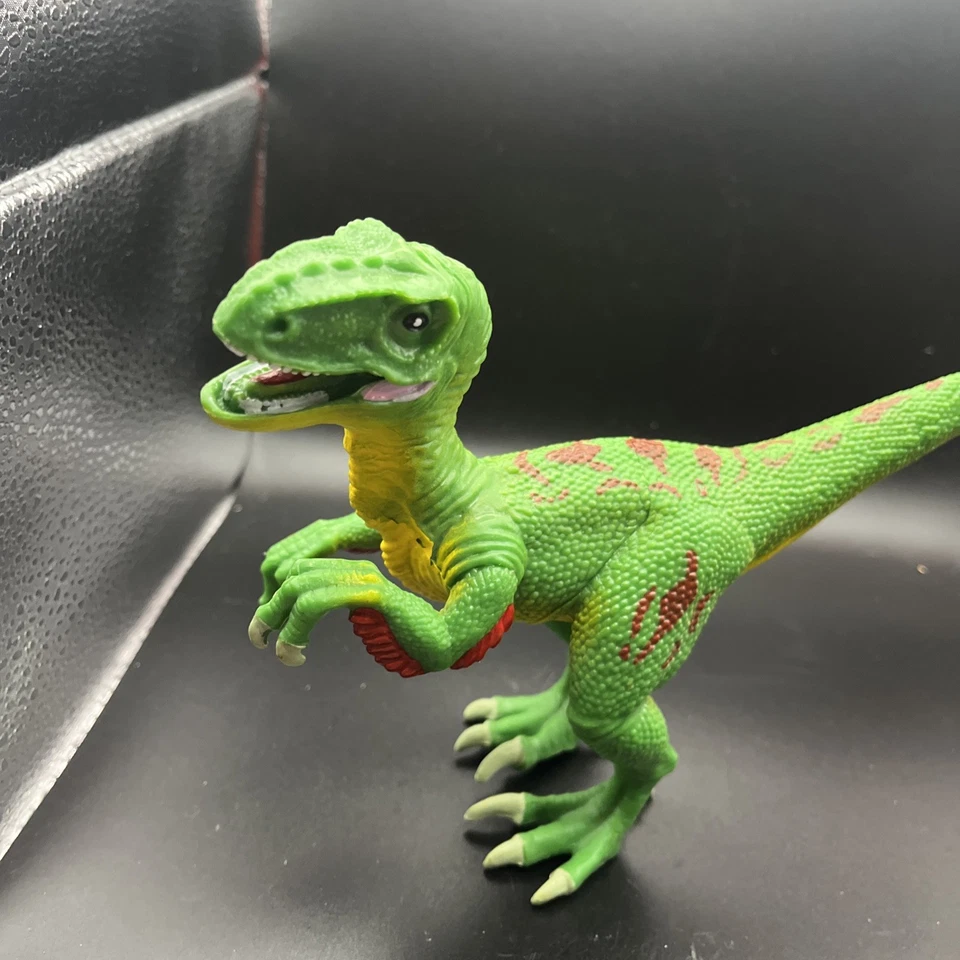 Figura de animal velociraptor verde Schleich 2003 de colección réplica jurásica Foto 4 de 4