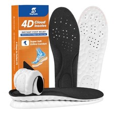 Insoles for Men and Women, 4D Cloud Shoe Inserts, Memory Foam Black
