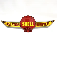 Shell Aviation - Vintage Porcelain Sign - Gasoline Service Station