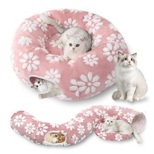 Cat Tunnel for Indoor Cats, Cute Peekaboo Cat Cave with Dangling Balls, Pet D...