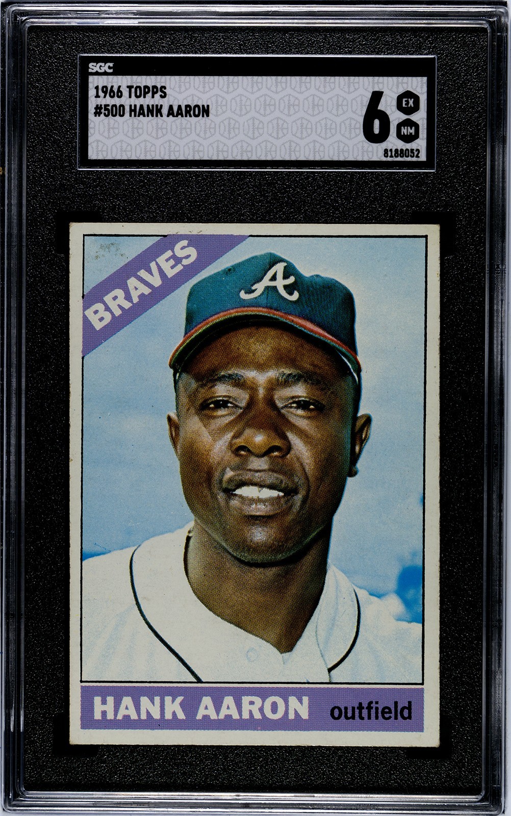 1966 Topps #500 Hank Aaron SGC 6 EX-NM OF Atlanta Braves HOF Hammerin' Hank