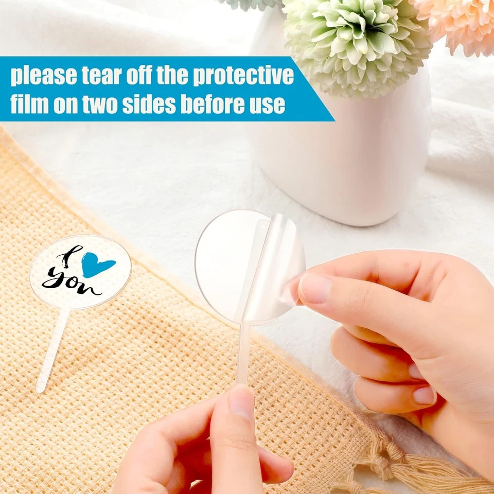 48 piezas 2 pulgadas acrílico en blanco Cupcake Toppers hágalo usted mismo redondo Cupcake Picks Mini Cupcak Foto 3 de 4