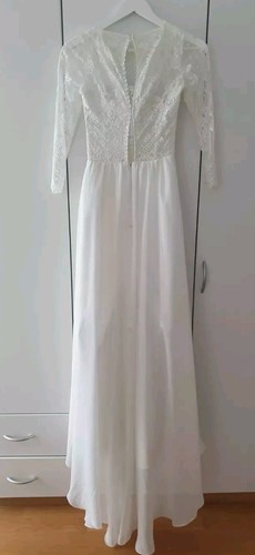 Brautkleid Hochzeitskleid Petite 32 34 XXS XS Elfenbein Creme Weiß Spitze - Bild 14 von 18