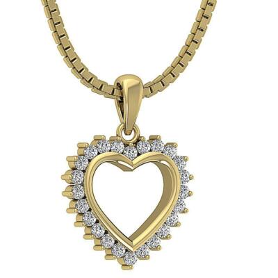 SI1 G 0.45 Ct Round Cut Diamond Heart Pendant Necklace 14K