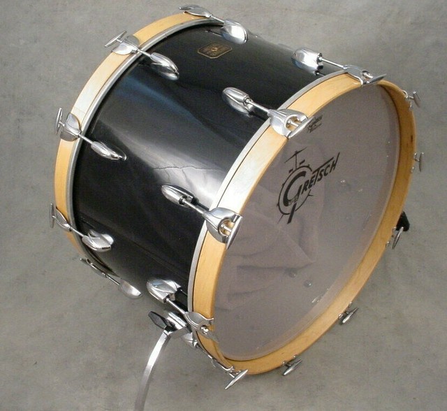 GRETSCH 80's SQUARE BADGE 14X22 BLACK NITRON BASS DRUM, VIRGIN eBay