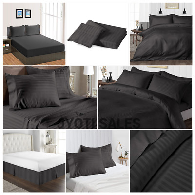 100% Cotton 1000 Thread Count Gray Stripes Select Sheets OR Duvet Covers