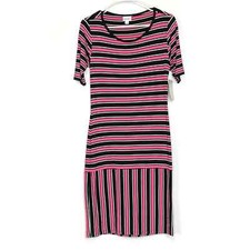 LuLaRoe Julia Bodycon Dress Women’s S NWT Pink/Black/White Striped