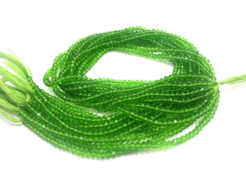 5 Strand Peridot Quartz Rondelle Faceted 3-4mm Gemstone Hydro Beads 18"inch - Picture 4 of 4
