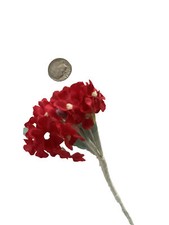 Vintage Doll Bouquet Flowers Christmas Hat Cloth Millinery Tiny Sprig Red